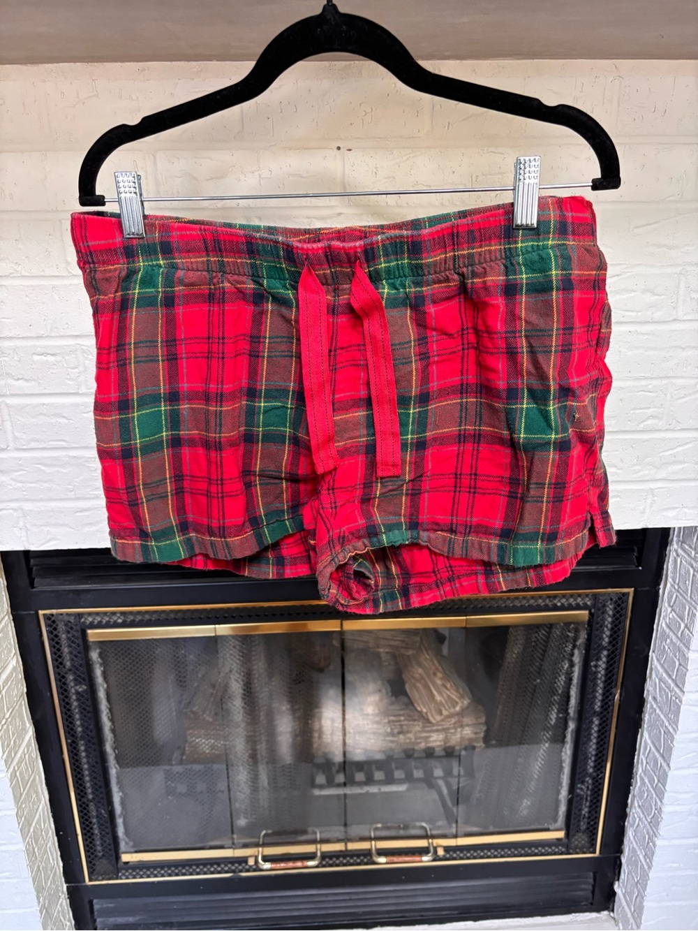 Old Navy Red and Green Plaid Cotton Lounge Shorts